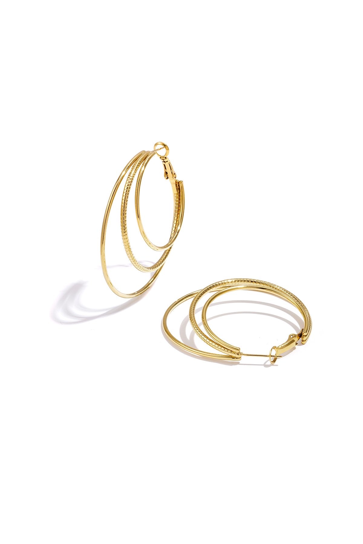 Triple - oorbellen goud