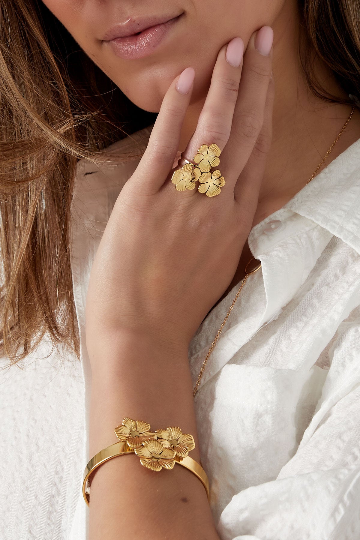 Triple flower - ring goud