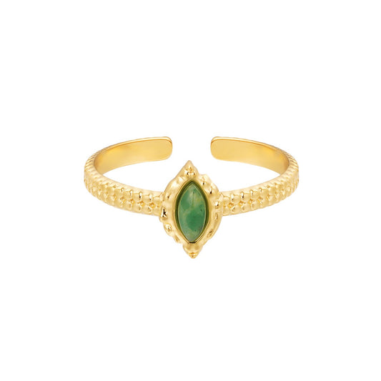 Green stone - ring goud