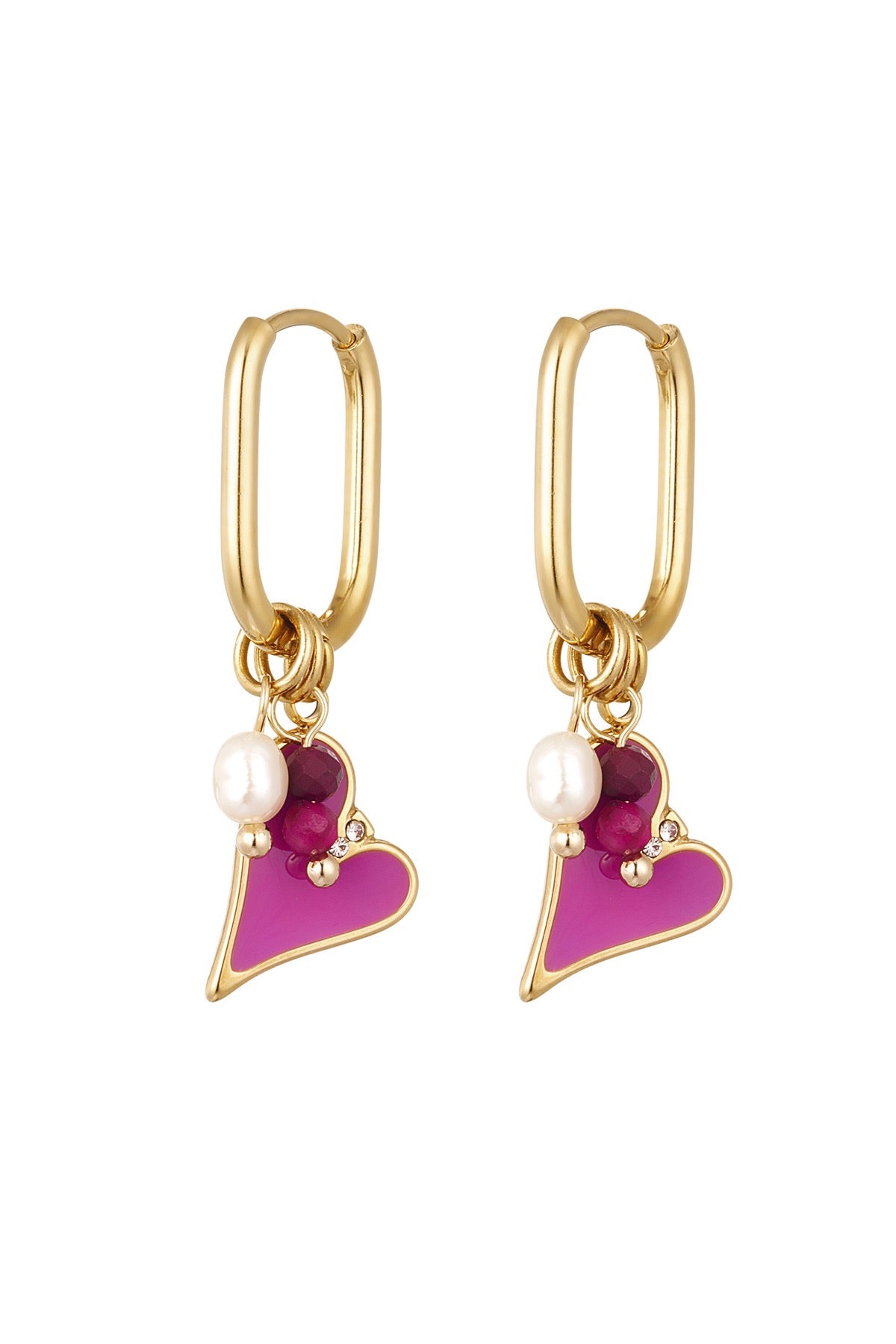 Pink hearts - oorbellen goud