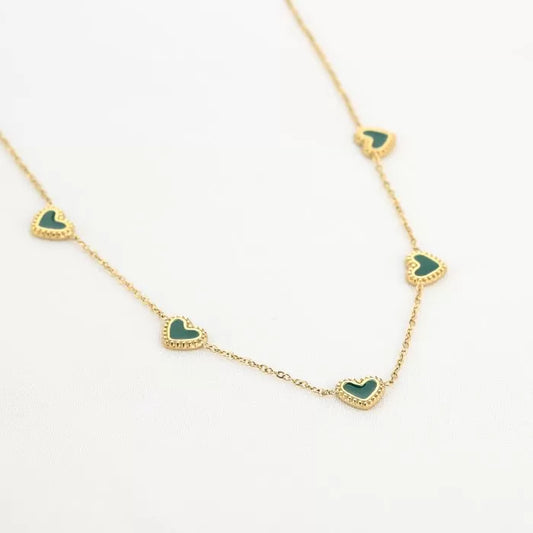 Green hearts - kettinkje goud