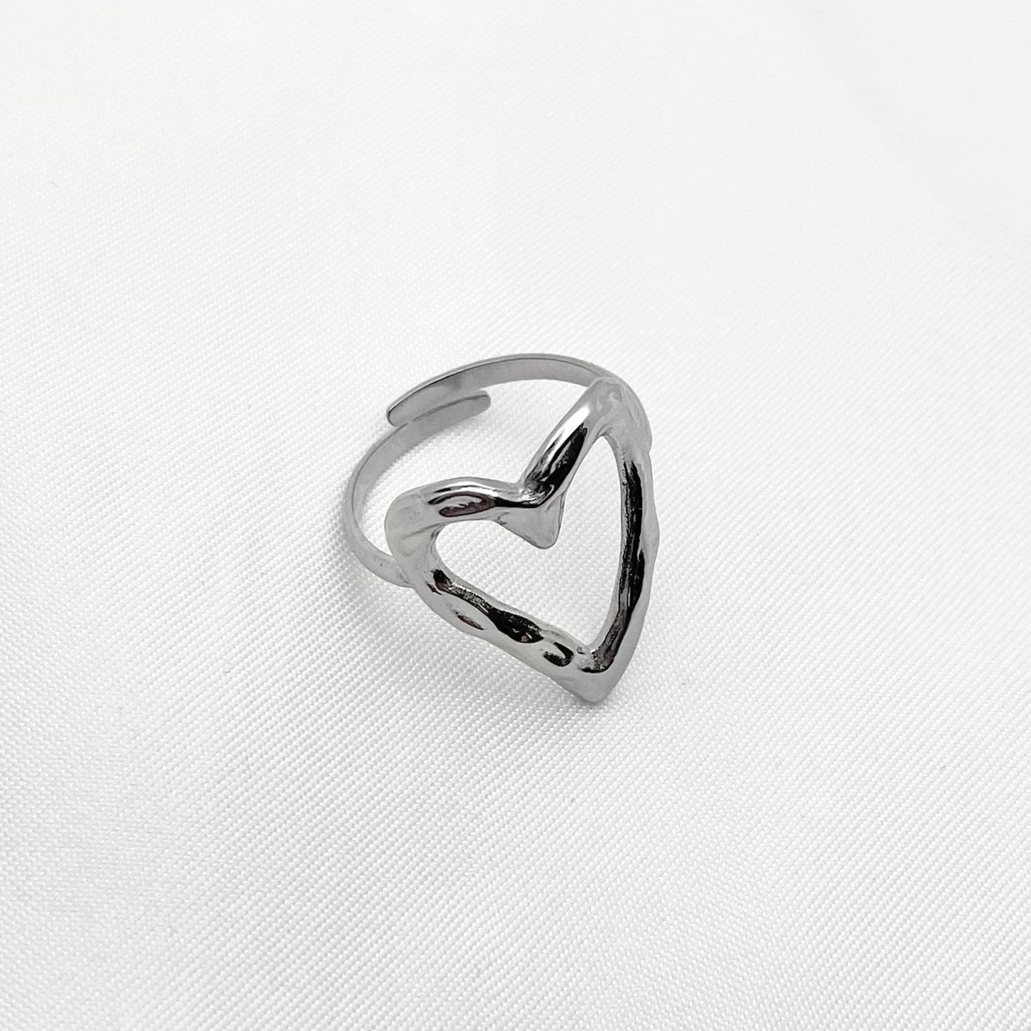 Heart rock - ring zilver