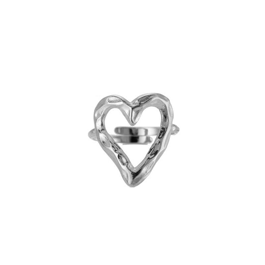 Heart rock - ring zilver