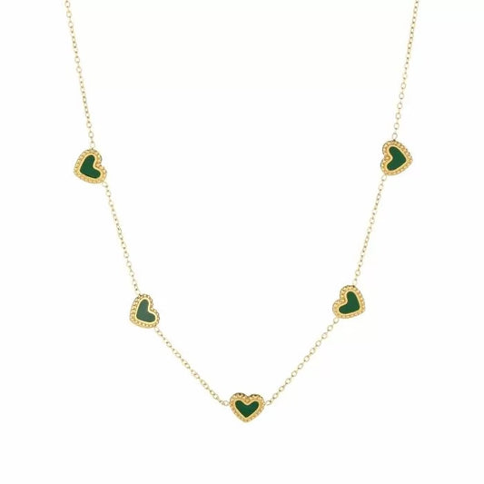 Green hearts - kettinkje goud